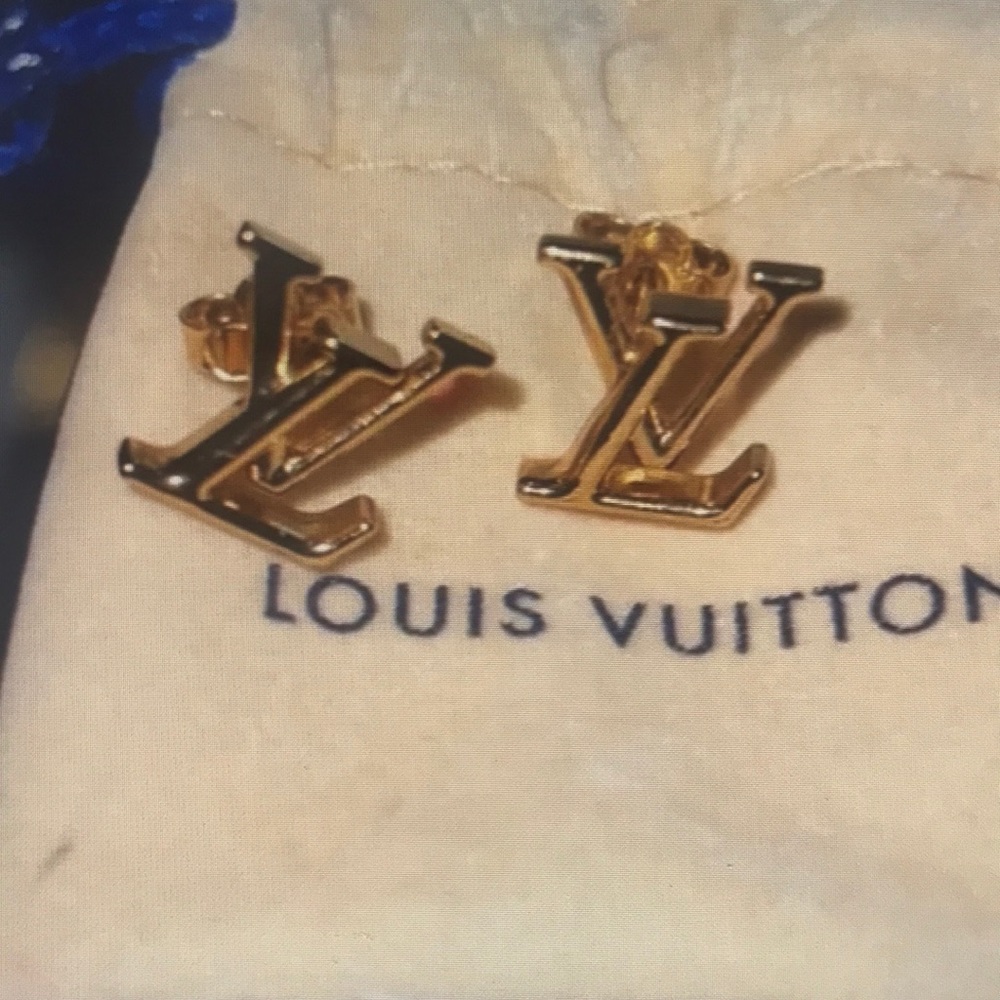 Louis Vuitton Gold logo earrings